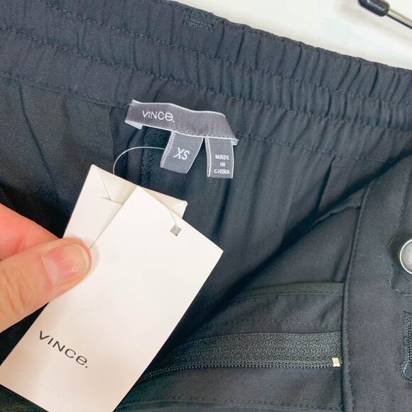 NWT VINCE black crepe jogger pants elastic waist slant pockets mid rise 2847 - Picture 6 of 11